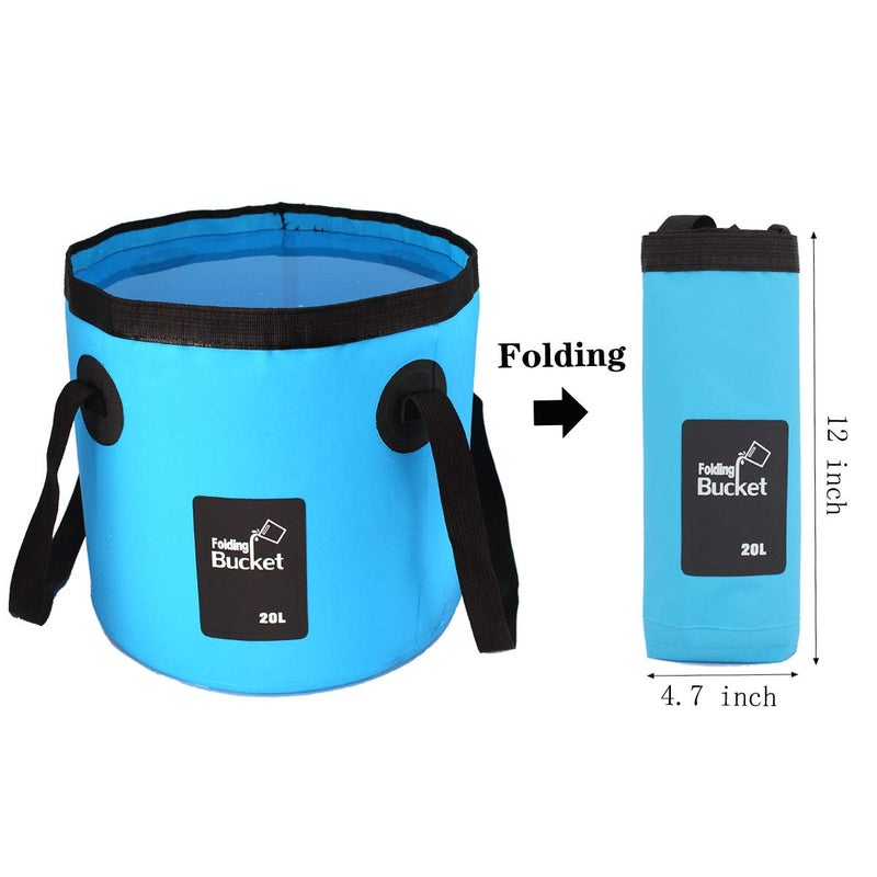 GoldPaddy 2 Pack Collapsible Buckets,Camping Water Storage Container 5 Gallon(20L) Portable Folding Bucket Wash Basin for Traveling Hiking Fishing Boating Gardening(Blue) - Image 2